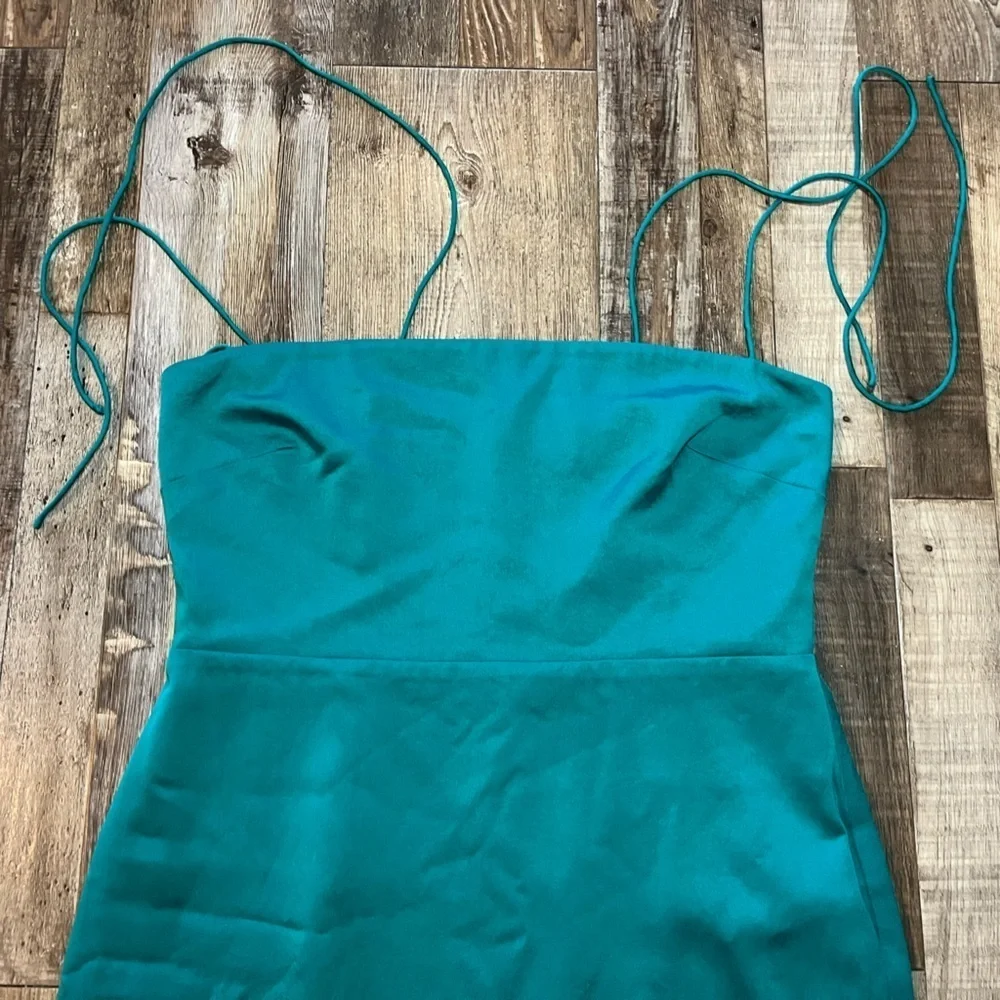J. Crew NWT Collection Tie-strap Midi Dress In Textured Satin Green Size 10